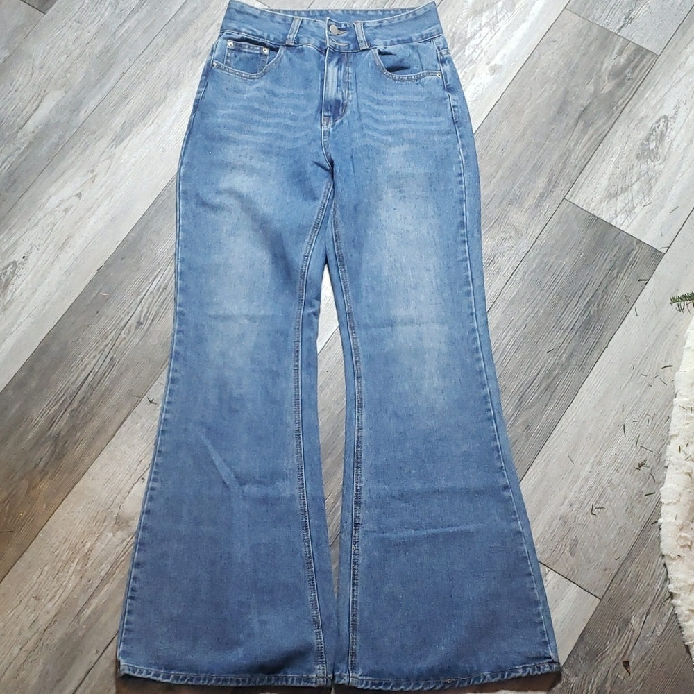 Shein | Bell Bottom, Flair, Blue Jeans Size Medium - Picture 7 of 8